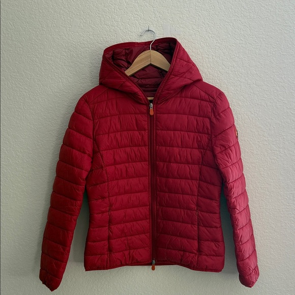 Save The Duck Classic Hooded Red Ultra Light Jacket Size 2/M - Picture 2 of 13